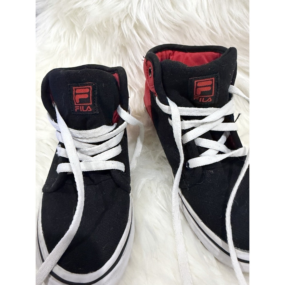FILA Little Kids Canvas High Top Sneakers Black Red White Size 13 Preschool